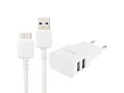 EU Plug Dual Port USB Output Travel Charger for Samsung Galaxy Note III N9000 White