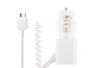 Micro USB V3.0 Coiled Cable Car Charger for Samsung Galaxy Note III N9000 Cable Length 40cm can be extended up to 120cm White