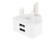 UK Plug 5V 2.1A Dual Port USB Charge Adapter for Samsung Galaxy Note III N9000 N7100 i9500 i9300 and Other Devices White