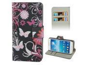 Butterfly Pattern Horizontal Flip Leather Case with Credit Card Slot Holder for Samsung Galaxy S4 mini i9190