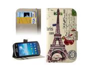 Camellia and Eiffel Tower Pattern Protective Leather Case with Credit Card Slots Holder for Samsung Galaxy Trend Lite S7390