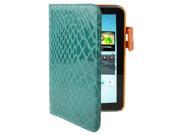 Mesh Texture Flip Leather Case with Credit Card Slots Holder for Samsung Tab 2 P3100 P6200 Cyan