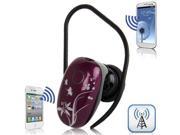 Mini Bluetooth 3.0 Headset Supports Two Bluetooth Devices Simultaneously Transmission Range 10m Deep Purple