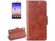 Oil Leather Case with Credit Card Slot Holder for Huawei Ascend P7 Brown