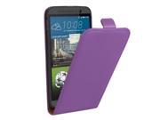Vertical Flip Genuine Split Leather Case for HTC One M9 Purple
