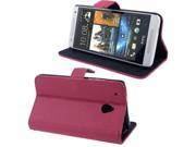 Litchi Texture Leather Case with Credit Card Slot Holder for HTC One mini M4 Magenta