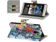 Flower Pattern Flip Leather Case with Holder Credit Card Slots for HTC One mini M4