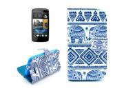 Elephants Pattern Leather Case with Card Slots Holder for HTC Desire 500
