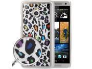 Colourful Leopard Pattern Diamond Encrusted Skin Plating Plastic Case for HTC One mini M4