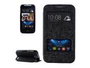 Oracle Texture Horizontal Flip Leather Case with Call Display ID Holder for HTC Desire 310 Black