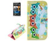 Owl Pattern Leather Case with Credit Card Slots Holder for HTC One M8