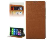 Wood Texture Leather Case with Credit Card Slots Holder for Nokia X Brown