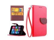 Leaf Magnetic Snap Litchi Texture Horizontal Flip Leather Case with Card Slots Holder Lanyard for Nokia Lumia 535 Red