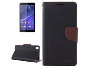 Cross Texture Leather Case with Holder Card Slots Wallet for Sony Xperia Z3 Black Brown