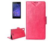 Crazy Horse Texture Horizontal Flip Leather Case with Card Slots Holder for Sony Xperia T3 M50W Magenta