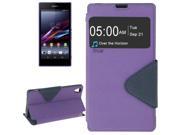 Litchi Texture Horizontal Flip Magnetic Buckle Leather Case with Call Display ID Card Slots Holder for Sony Xperia Z1 L39h Purple