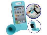 Hands free Amplifier Horn Bike Stand Speaker Silicon Case for iPhone 4 4S Baby Blue