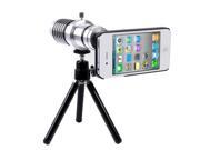 14X Optical Zoom Mobile Phone Telescope Lens with Tripod Plastic Case for iPhone 4 4S