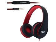 OVLENG A2 Universal Hands Free Stereo Headset with Mic for All Audio Devices Cable Length 1.2m Black Red