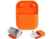 Hippo Shape Non slip Smart Phone Silicone Cradle Analogue Woofer Holder Orange