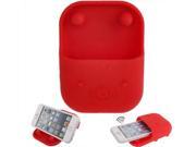 Hippo Shape Non slip Smart Phone Silicone Cradle Analogue Woofer Holder Red
