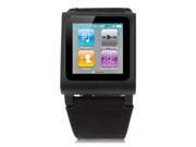 Frosted Leather Multi touch Watch Band Wrist Strap for iPod nano 6 Black