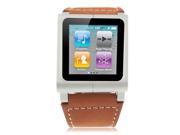 Frosted Leather Multi touch Watch Band Wrist Strap for iPod nano 6 Brown