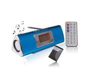 Portable Speaker with Remote Control Support FM Radio TF Card U Disk Reader Built in Rechargeable Li ion Battery Blue TD V15