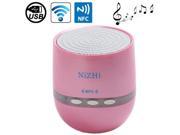 NiZHi Mini NFC Bluetooth Speaker with LED Flashing Light Support Hands free Call Intelligent Voice Pink