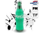 Coke Bottle Shape Card Reader Speaker with FM Radio Support TF Card USB Drive Green