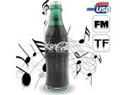 Coke Bottle Shape Card Reader Speaker with FM Radio Support TF Card USB Drive Black