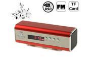 Mini Card Reader Speaker with LED Display Flashlight FM Radio Support TF Card USB Flash Disk Built in Rechargeable Battery Red