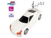 Music Car Style Card Reader Speaker with FM Radio and USB Player LED Light Size 212 x 78 x 54mm White