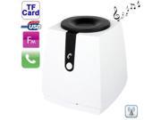 Bluetooth Wireless Speaker with Handfree Function Built in Rechargeable Battery Support TF Card and AUX IN FM White
