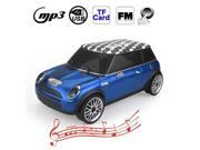 Music Car Style Mini Portalbe MP3 Bass Speaker Support Micro SD TF Card USB FM Blue