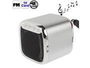 Mini Metal Speaker with FM Radio Support TF Card Size 52 x 52 x 52mm Silver