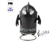 Ultraman Style Mini Speaker with Card Reader FM Radio Built in Rechargeable Li ion Battery Support TF Card Grey