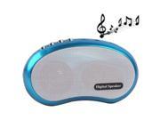Card Reader Speaker with FM Radio Built in Rechargeable Battery Support TF Card and USB Flash Disk Blue