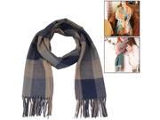 Fashion Grid Pattern Pashmina Scarf with Tassels for Women Man