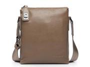 SAMMONS Stylish Genuine Leather Lock Catch Shoulder Bag for Men Khaki