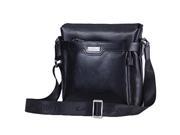 80805 S Lulisar Fashion Business Togo Texture Top Grain Genuine Leather Cross Body Bag Black