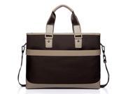 Twill Style Oxford Cloth Genuine Leather Dual use Bag Brown