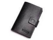 Men Card Holder Key Case Split Leather Wallet Black