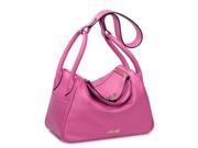 NUCELLE Stylish All match Lock Catch Cowhide Dual use Bag Magenta
