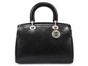 Elegant Western Style Diamond shaped Pattern Genuine Leather Handbag Inclined Shoulder Bag Black