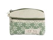 Six Leaves Grass Pattern Cloth Carrying Bag with Lace Wrist Strap Size 12cm x 8cm Green