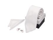 Pure White Formal Wear Business Tie Three Piece Suit Tie Cufflinks Handkerchief