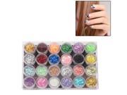 24 x Colorful Sparkly Colors Boxed Crushed Shell Powder Nail Art Tip Decoration