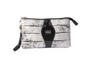 PU Letters and Roses Stone Pattern Cosmetic Bag for Women Black
