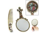 Flower Carve Restore Ancient Ways Cosmetic Mirror Comb